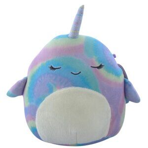Squishmallows Official Kellytoy 8" Ter the Narwhal Plush Toy Rainbow‎ Swirl NEW